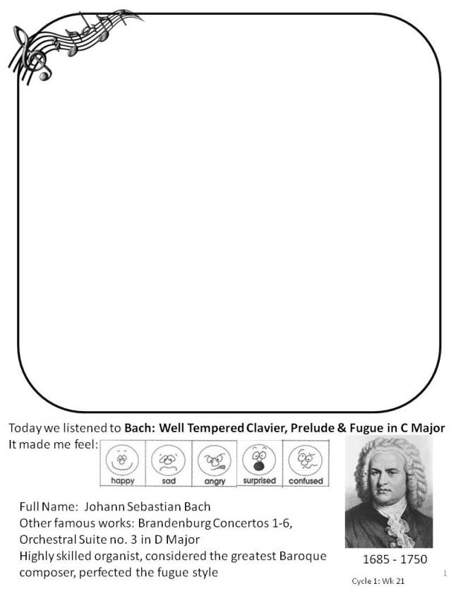 Bach Well Tempered Clavier in C Major Coloring Page
